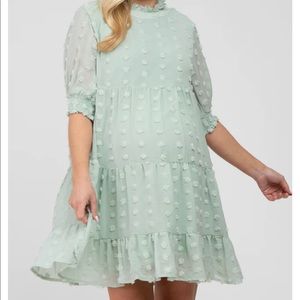 PinkBlush JODIFL Mint Green Swiss Dot Maternity Dress, Size M